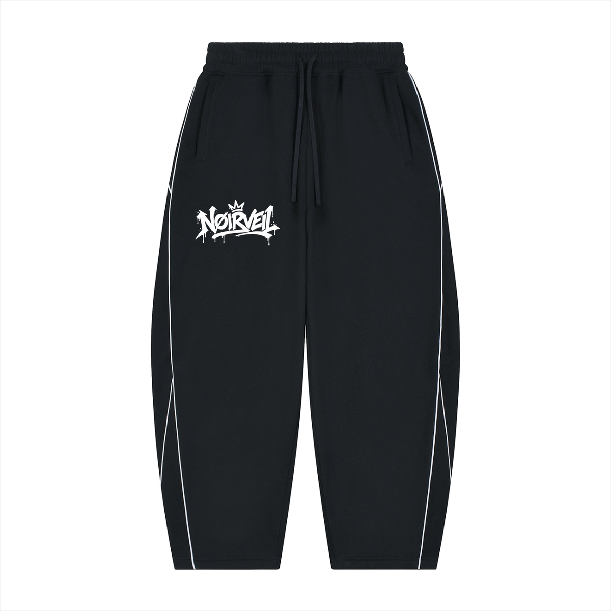 Unisex Piping Fleece Barrel Leg Sweatpants