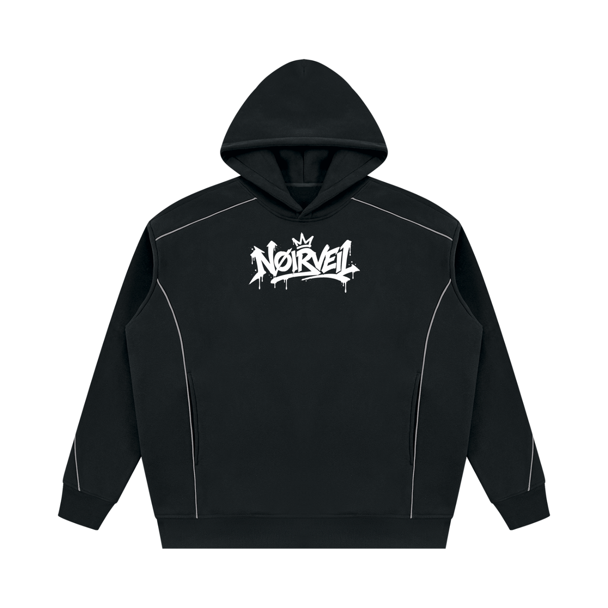 Unisex Oversized Piping Fleece Hoodie
