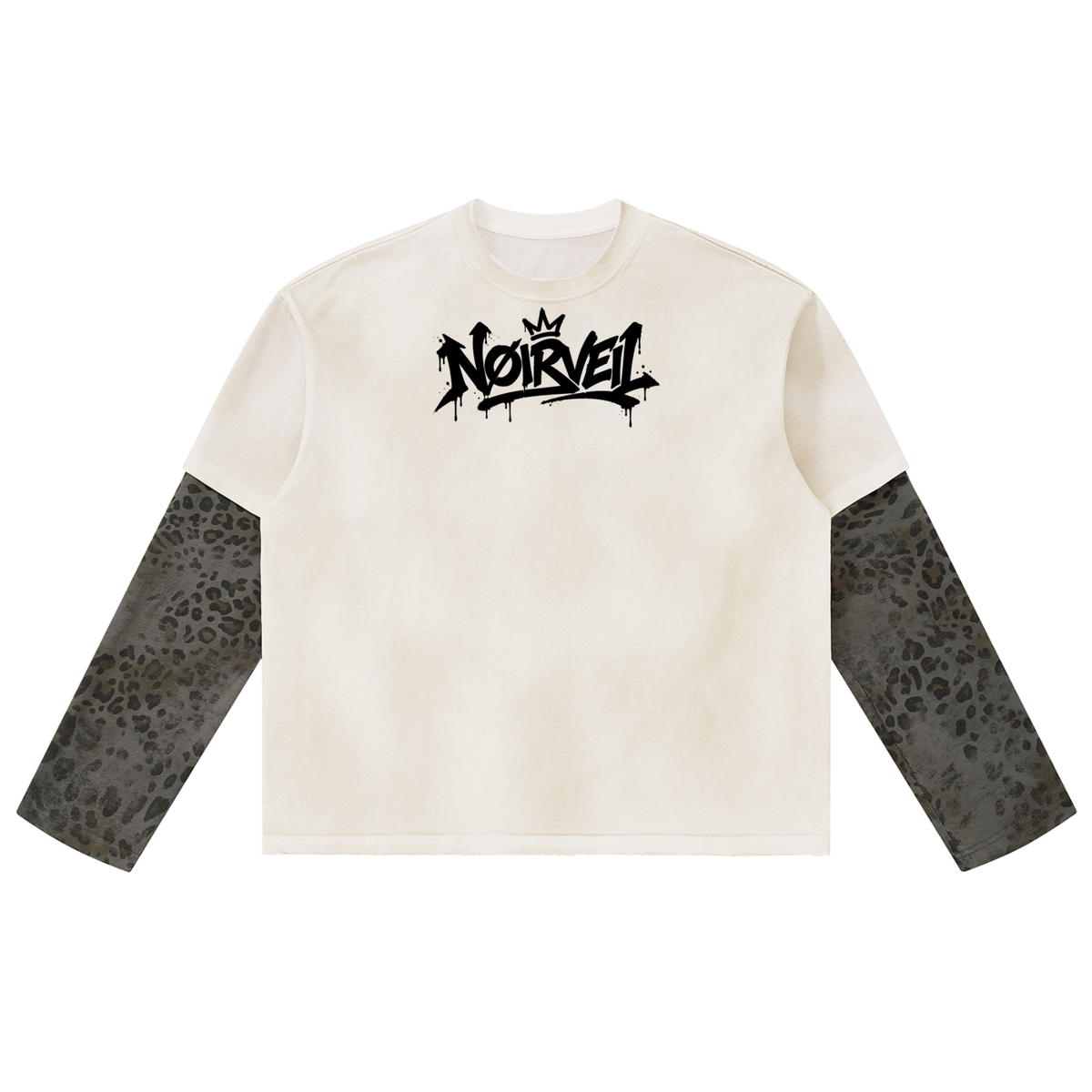 Nøirveil  Vintage Wash Leopard Paneled Layer T-Shirt