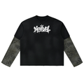 Unisex Vintage Wash Leopard Paneled Layer T-Shirt