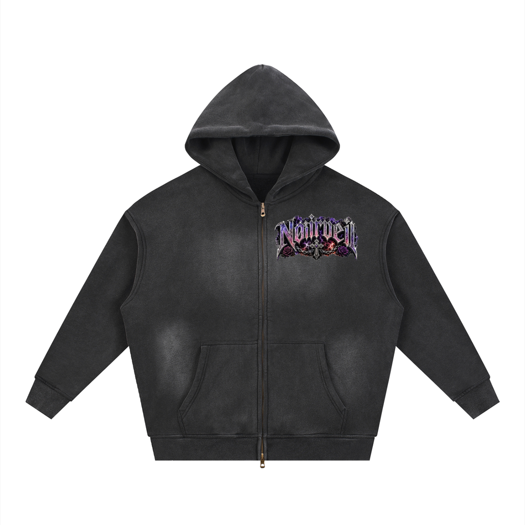 Sunfade Two-way Zipper Boxy Fleece Hoodie