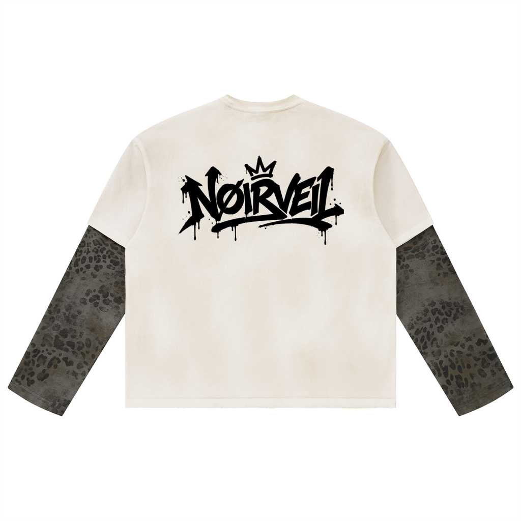 Nøirveil  Vintage Wash Leopard Paneled Layer T-Shirt
