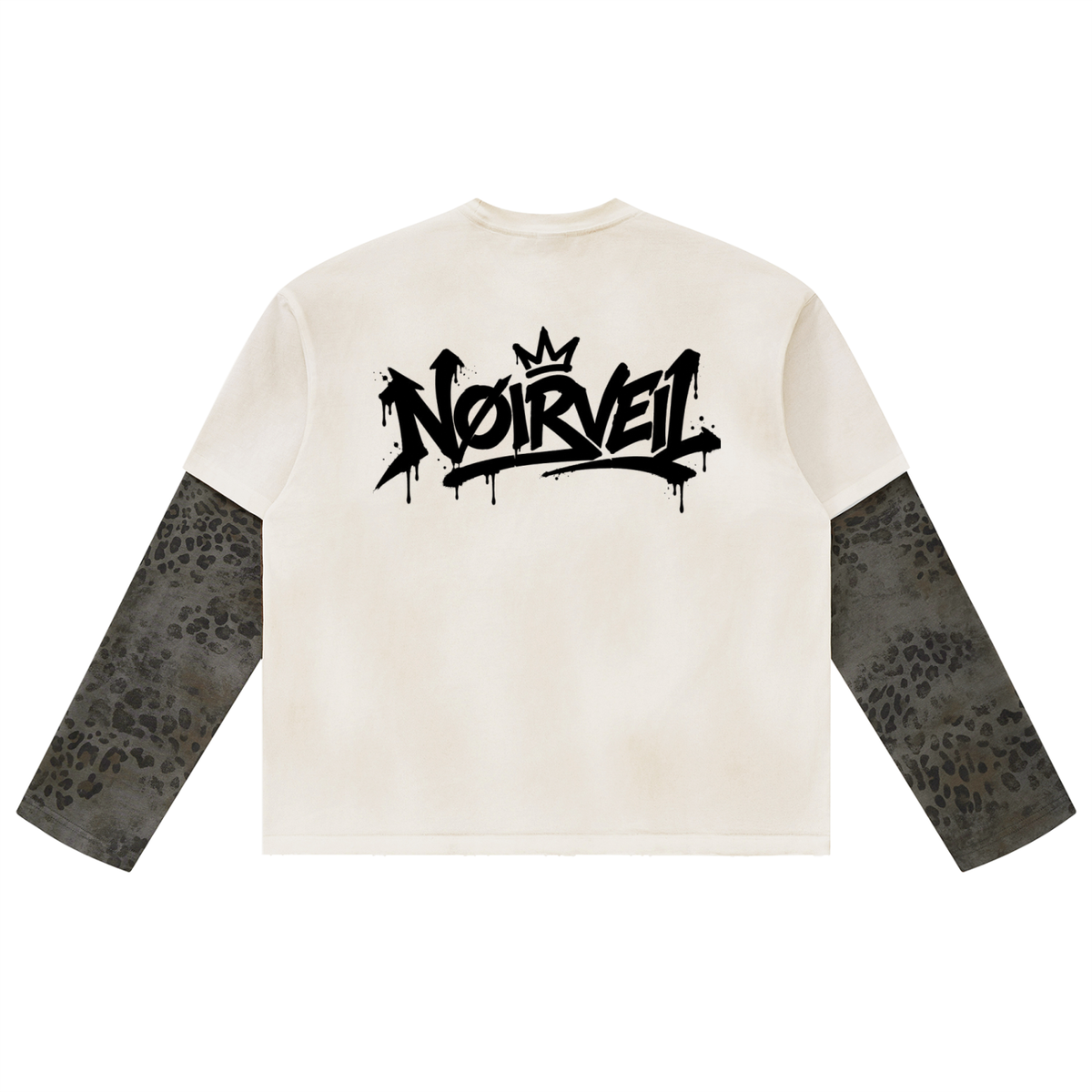 Nøirveil  Vintage Wash Leopard Paneled Layer T-Shirt