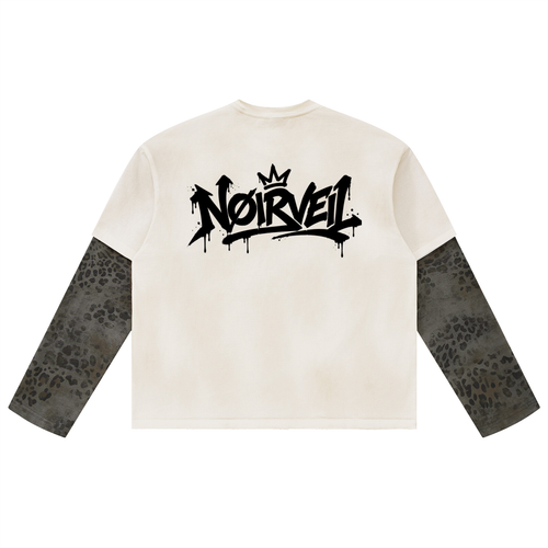 Nøirveil  Vintage Wash Leopard Paneled Layer T-Shirt