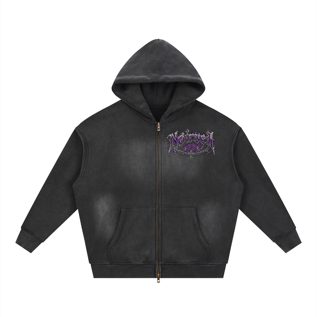 Sunfade Two-way Zipper Boxy Fleece Hoodie